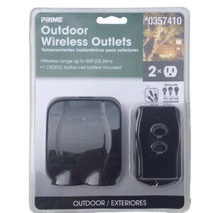 New Prime Outdoor Wireless Outlets Range-80ft 120v 3-prong Plug 1502-431